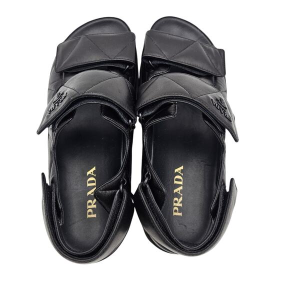 Prada Quilted Padded Strap Slingback Dad Sandal Black Leather Size 39.5 US 9.5 - Picture 10 of 12